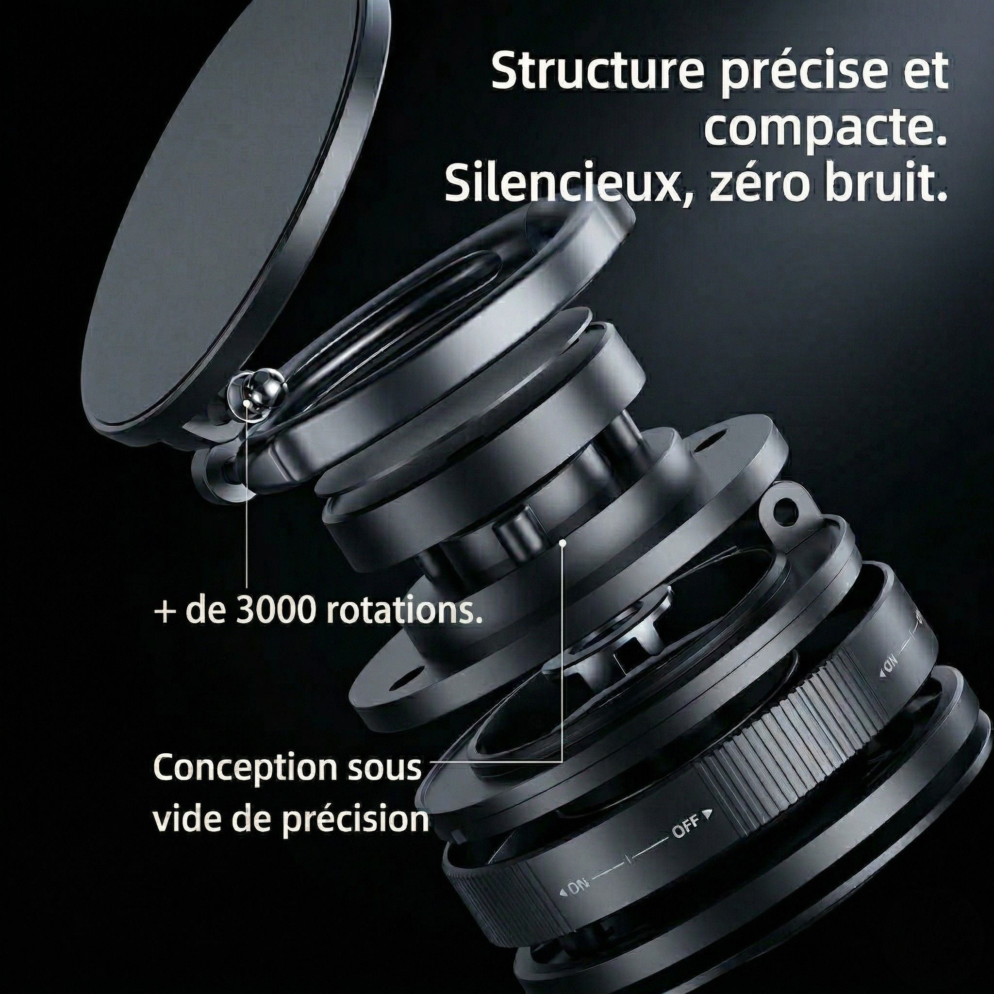 Support téléphone magnétique M-360 – structure mécanique précision rotation durable