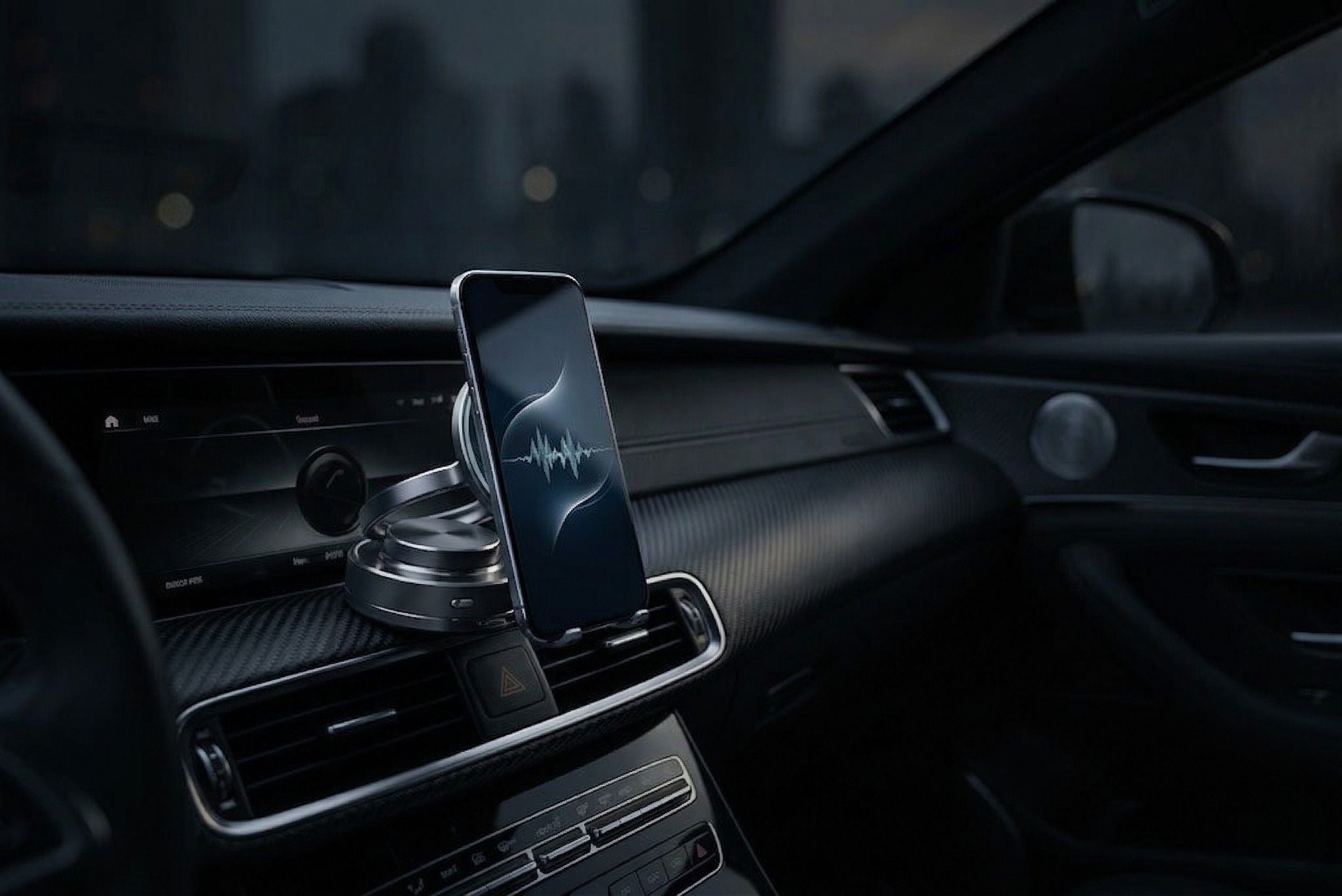 Support téléphone magnétique M-360 – utilisation tableau de bord voiture nuit