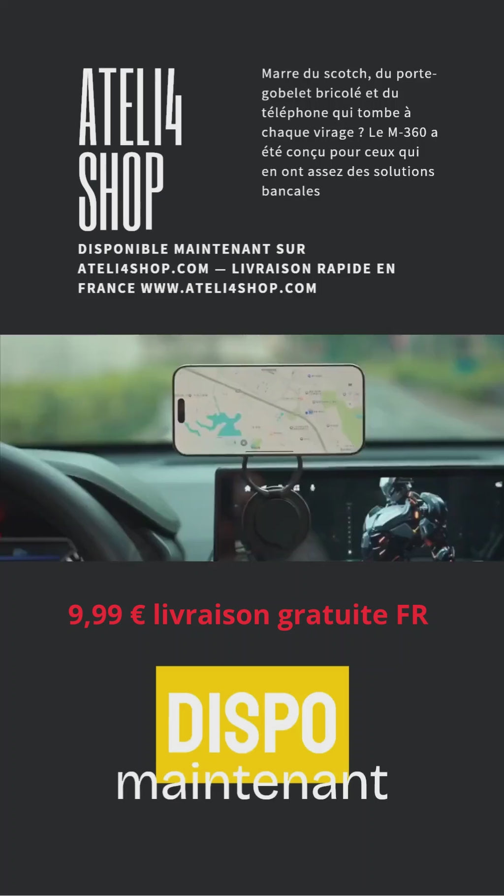 Support Téléphone Voiture Magnétique 360° – M-360